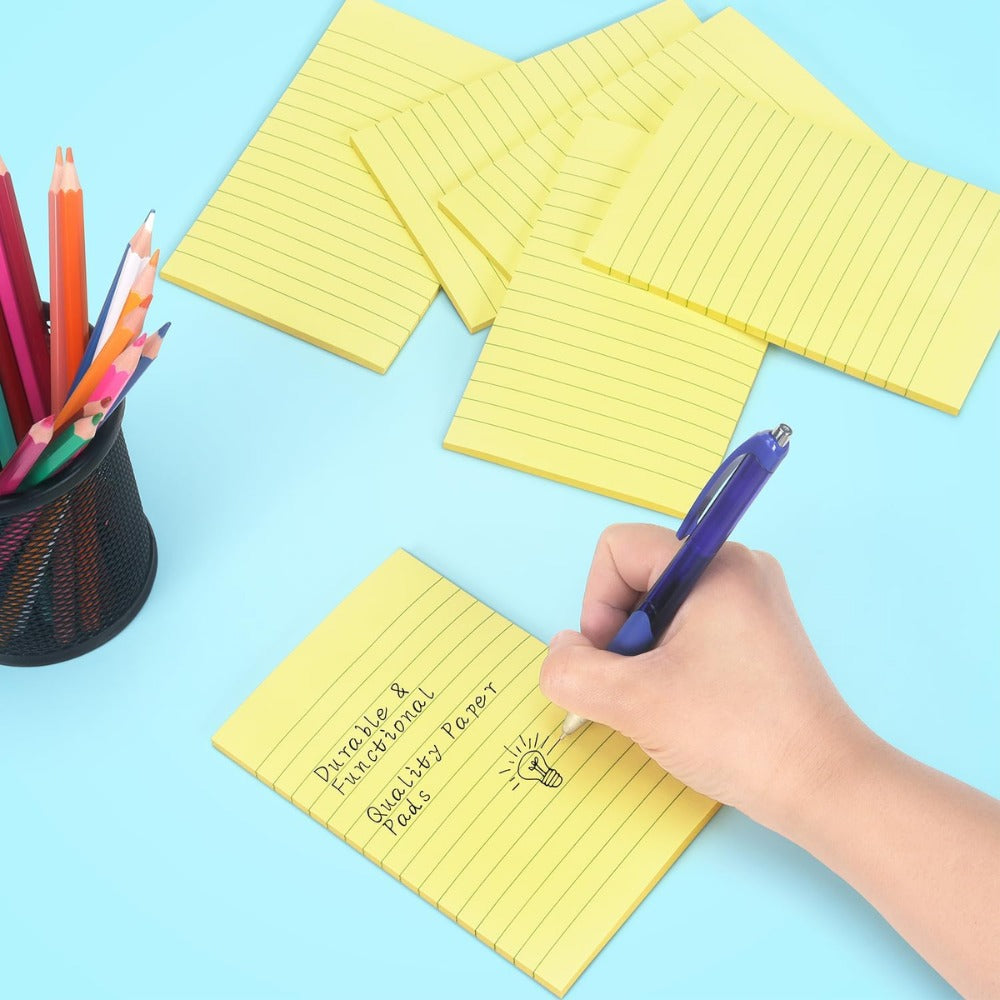 Early Buy Lined Sticky Notes 4 x 6 in, 6 Pads, 45 Sheets/Pad, Yellow