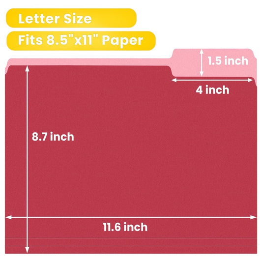 SUNEE File Folders Letter Size, 250 Pack – Assorted Colors