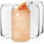 Libbey Classic Can Shaped Drinking Glasses Set of 4, 16 oz Clear Glass Tumblers | Beer Can Style Glass Cups for Iced Coffee, Beer, Soda, Cocktails, Smoothies & Everyday Beverages | Dishwasher Safe