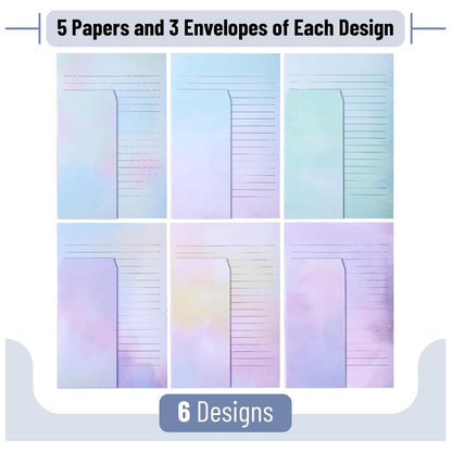 Mr. Pen Stationery Writing Paper Set with Envelopes, 8.18" x 5.5" – Lined Pastel Writing Paper