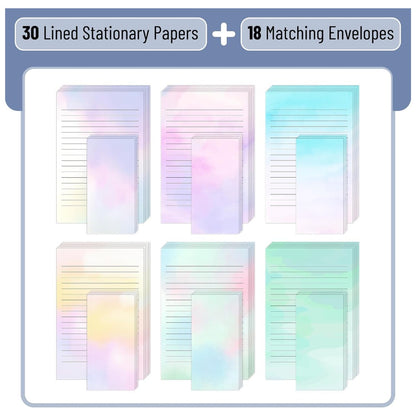 Mr. Pen Stationery Writing Paper Set with Envelopes, 8.18" x 5.5" – Lined Pastel Writing Paper