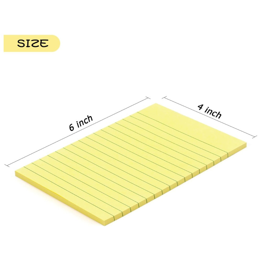 Early Buy Lined Sticky Notes 4 x 6 in, 6 Pads, 45 Sheets/Pad, Yellow