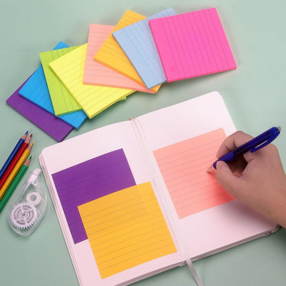 Eastern Wolf Lined Sticky Notes, 4 x 4 in, 8 Bright Colors, 50 Sheets/Pad