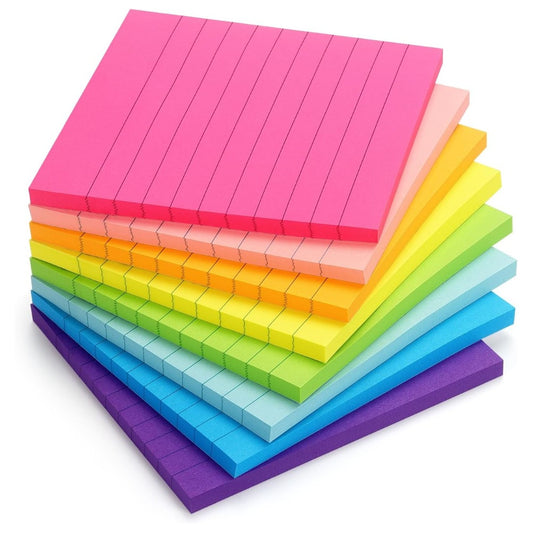Eastern Wolf Lined Sticky Notes, 4 x 4 in, 8 Bright Colors, 50 Sheets/Pad