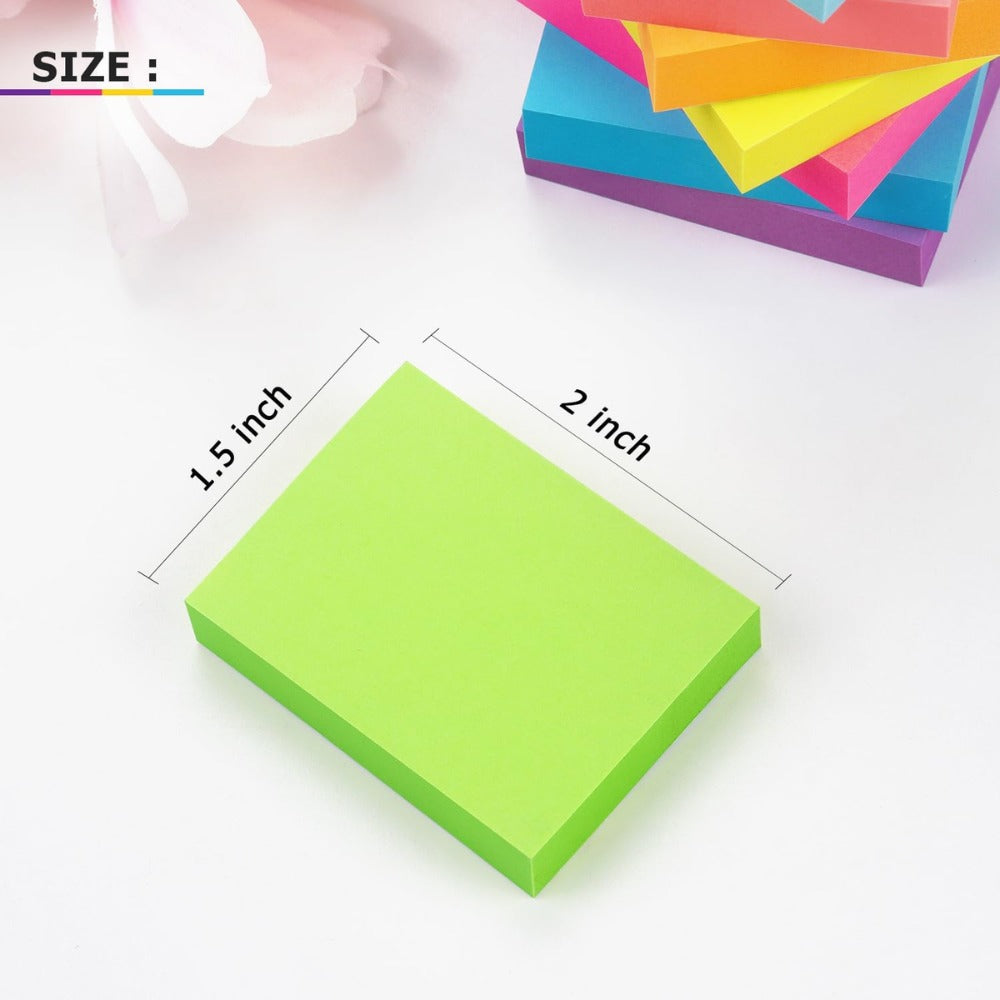 Sticky Notes 1.5 x 2 in, 8 Pads, 100 Sheets/Pad – Bright Colors