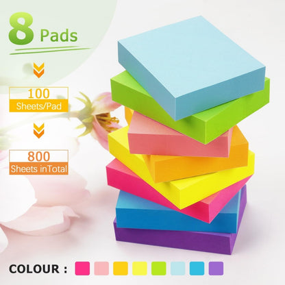 Sticky Notes 1.5 x 2 in, 8 Pads, 100 Sheets/Pad – Bright Colors