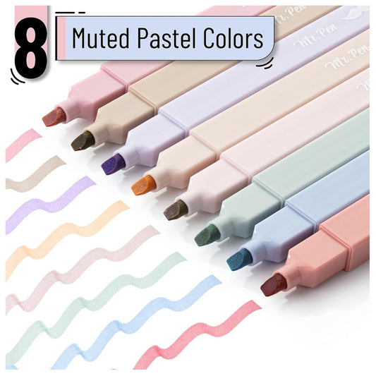 Mr. Pen Aesthetic Highlighters, 8 Pack – Muted Pastel Colors