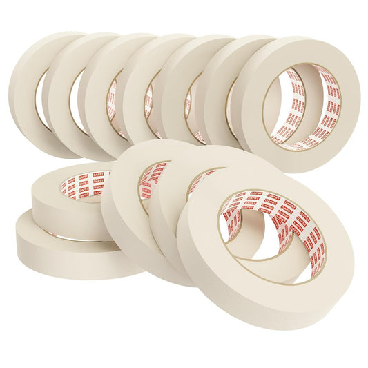 0.75 Inch x 55 Yards Masking Tape, 10 Rolls – Beige White Painter's Tape